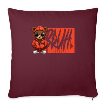 Bruh Meme Hip Hop Teddybear Brother Greeting Teens - Sofakissenbezug 45 x 45 cm - Burgunderrot - Vorne