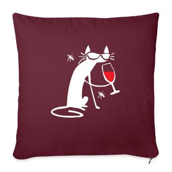 Lustige Katze rot Wein Weinglas shirt crazy Katzen - Sofakissenbezug 45 x 45 cm - Burgunderrot - Vorne