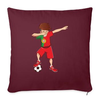 Dab Dabbing Portugal joueur de football jersey fan - Housse de coussin décorative 45 x 45 cm - bordeaux - Devant