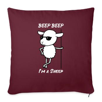 Mouton, bip beep, je, mouton, lunettes soleil, frais - Housse de coussin décorative 45 x 45 cm - bordeaux - Devant