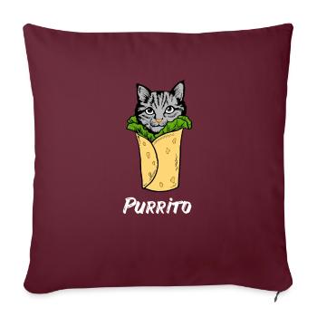 Amant de chat d'amoureux de chat de chat de Burrito Meow - Housse de coussin décorative 45 x 45 cm - bordeaux - Devant