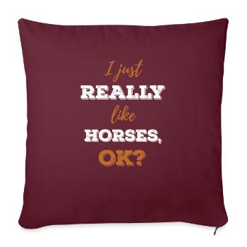 Cheval fille cheval femme cheval idée cadeau - Housse de coussin décorative 45 x 45 cm - bordeaux - Devant