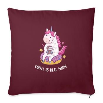 Coffee Is Real Magic - Coffee Unicorn Gift - Sofa pillowcase 17,3'' x 17,3'' (45 x 45 cm) - burgundy - Front