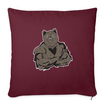 Ours sportif de force - Housse de coussin décorative 45 x 45 cm - bordeaux - Devant