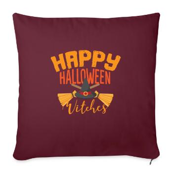 Happy Halloween Hexe Hexenbesen Hexenhut - Sofakissenbezug 45 x 45 cm - Burgunderrot - Vorne