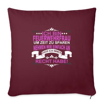 Idée cadeau femme pompier - Housse de coussin décorative 45 x 45 cm - bordeaux - Devant