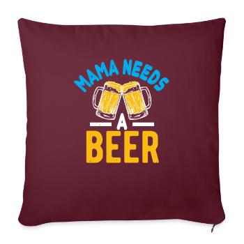 Maman a besoin d’une bière - Housse de coussin décorative 45 x 45 cm - bordeaux - Devant