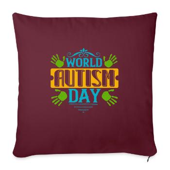 Journée mondiale de l’autisme - Housse de coussin décorative 45 x 45 cm - bordeaux - Devant