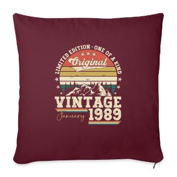 Né 1989 Janvier 34th anniversaire Homme cadeau - Housse de coussin décorative 45 x 45 cm - bordeaux - Devant