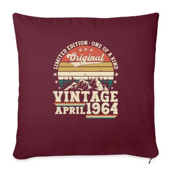 59e anniversaire homme Original April Né en 1964 - Housse de coussin décorative 45 x 45 cm - bordeaux - Devant
