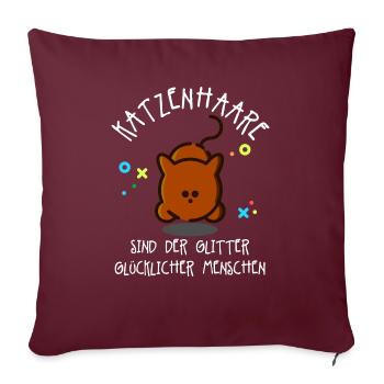 Katzenhaare Glitter gluecklich Mensch Leute Katze - Sofakissenbezug 45 x 45 cm - Burgunderrot - Vorne