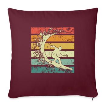 Surfeur rétro - Housse de coussin décorative 45 x 45 cm - bordeaux - Devant
