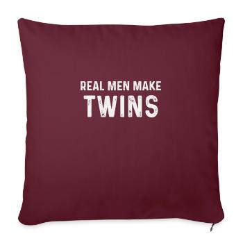 Les vrais hommes font des jumeaux, T-shirt de papa de jumeaux, papa drôle - Housse de coussin décorative 45 x 45 cm - bordeaux - Devant