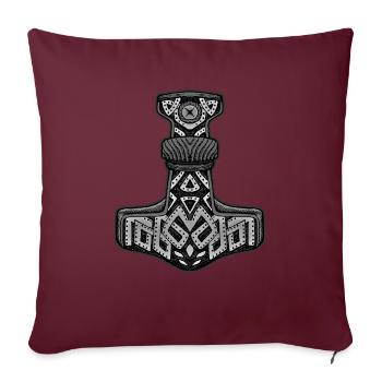 Marteau de Thor Mjölnir Viking Design - Housse de coussin décorative 45 x 45 cm - bordeaux - Devant