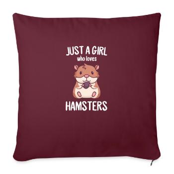 Fille le hamster aime l'amour des hamsters - Housse de coussin décorative 45 x 45 cm - bordeaux - Devant