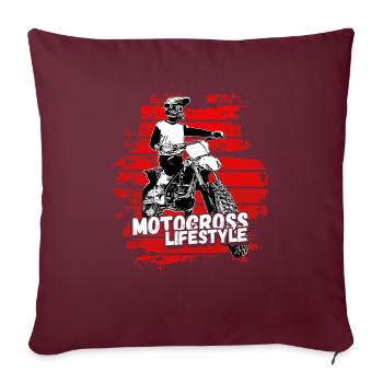 Motocross Design Enduro / Geschenkidee / MX Retro - Sofakissenbezug 45 x 45 cm - Burgunderrot - Vorne