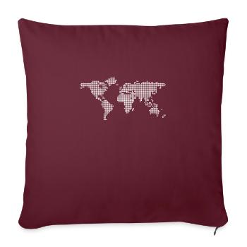 Carte du monde Idée cadeau Voyage - Housse de coussin décorative 45 x 45 cm - bordeaux - Devant