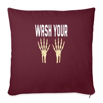 Lavez-vous les mains Skeleton Hand Wash Clean - Housse de coussin décorative 45 x 45 cm - bordeaux - Devant