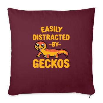Drôle de gecko facilement distrait par les geckos - Housse de coussin décorative 45 x 45 cm - bordeaux - Devant