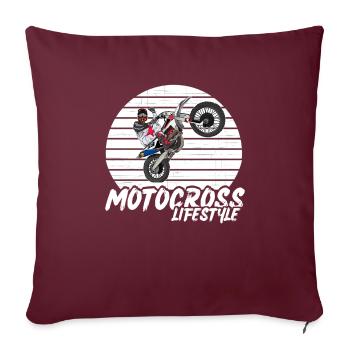 Motocross / Enduro / Freestyle mx / Dirtbike retro - Sofakissenbezug 45 x 45 cm - Burgunderrot - Vorne
