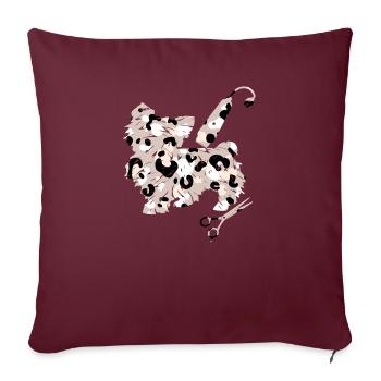 Toilettage pour chiens Coupe de cheveux de Periqmacher - Housse de coussin décorative 45 x 45 cm - bordeaux - Devant