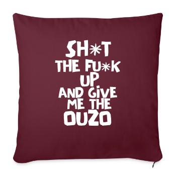 Ouzo Slogan pour les Grecs Une Ouzo par jour Ouzo Party - Housse de coussin décorative 45 x 45 cm - bordeaux - Devant