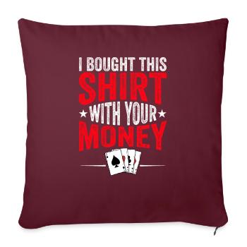 Jeu de cartes Joueur de cartes Poker - Housse de coussin décorative 45 x 45 cm - bordeaux - Devant