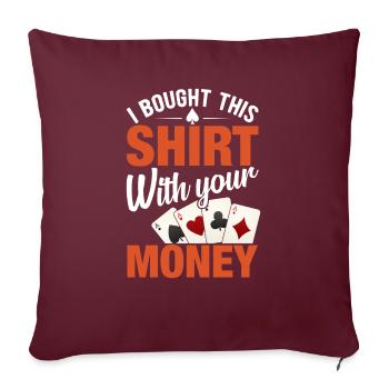 Jeu de cartes Joueur de cartes Poker - Housse de coussin décorative 45 x 45 cm - bordeaux - Devant