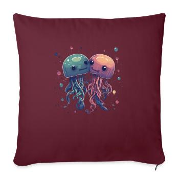 Méduses animaux mignons - Housse de coussin décorative 45 x 45 cm - bordeaux - Devant