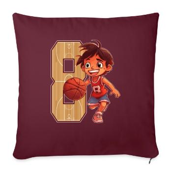 Basketball Anniversaire - 8 ans Garçon - 8. - Housse de coussin décorative 45 x 45 cm - bordeaux - Devant