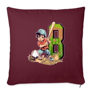 Anniversaire de baseball - garçon de 8 ans - 8. - Housse de coussin décorative 45 x 45 cm - bordeaux - Devant