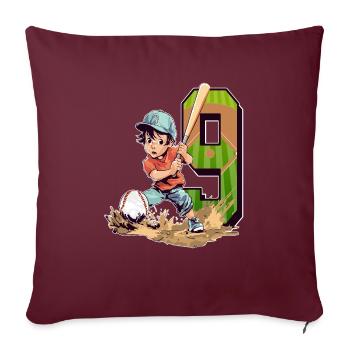 Anniversaire de baseball - garçon de 9 ans - 9. - Housse de coussin décorative 45 x 45 cm - bordeaux - Devant