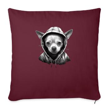 Chihuahua | Chien Cool | Rap | Hip-Hop | Gangster - Housse de coussin décorative 45 x 45 cm - bordeaux - Devant
