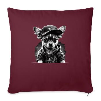 Chihuahua | Chien Cool | Rap | Hip-Hop | Gangster - Housse de coussin décorative 45 x 45 cm - bordeaux - Devant