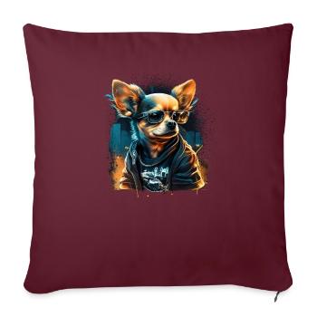 Chihuahua | Chien Cool | Rap | Hip-Hop | Gangster - Housse de coussin décorative 45 x 45 cm - bordeaux - Devant