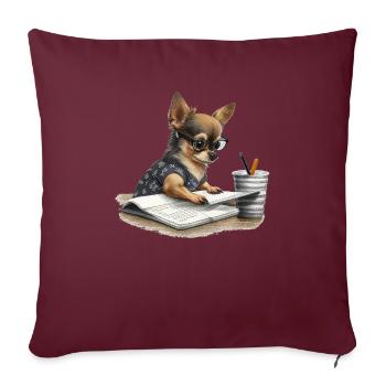 Chihuahua Travail domicile Bureau Travail - Housse de coussin décorative 45 x 45 cm - bordeaux - Devant