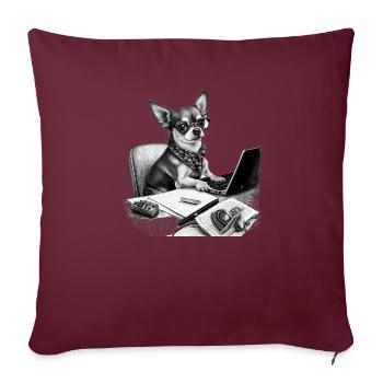 Chihuahua Travail domicile Bureau Travail - Housse de coussin décorative 45 x 45 cm - bordeaux - Devant