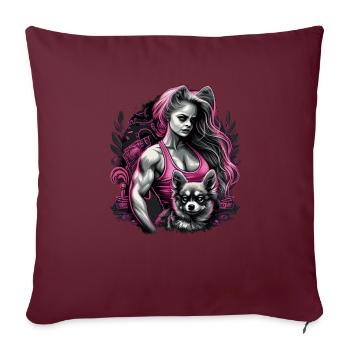Pink Chihuahua | Fitness Girl Gym Sport Dumbbell - Sofa pillowcase 17,3'' x 17,3'' (45 x 45 cm) - burgundy - Front