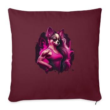 Pink Chihuahua | Fitness Girl Gym Sport Dumbbell - Sofa pillowcase 17,3'' x 17,3'' (45 x 45 cm) - burgundy - Front