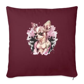 Pink Chihuahua | Fitness Girl Gym Sport Dumbbell - Sofa pillowcase 17,3'' x 17,3'' (45 x 45 cm) - burgundy - Front