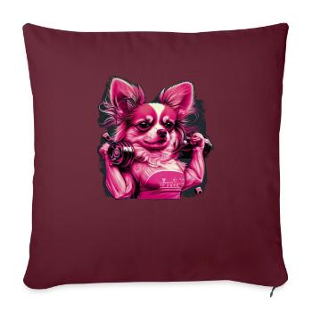Pink Chihuahua | Fitness Girl Gym Sport Dumbbell - Sofa pillowcase 17,3'' x 17,3'' (45 x 45 cm) - burgundy - Front
