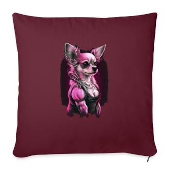 Pink Chihuahua | Fitness Girl Gym Sport Dumbbell - Sofa pillowcase 17,3'' x 17,3'' (45 x 45 cm) - burgundy - Front