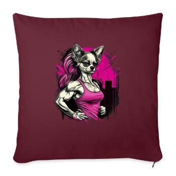 Pink Chihuahua | Fitness Girl Gym Sport Dumbbell - Sofa pillowcase 17,3'' x 17,3'' (45 x 45 cm) - burgundy - Front