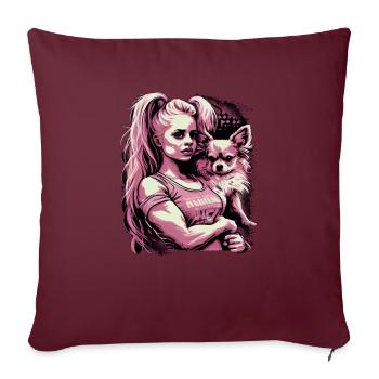 Pink Chihuahua | Fitness Girl Gym Sport Dumbbell - Sofa pillowcase 17,3'' x 17,3'' (45 x 45 cm) - burgundy - Front