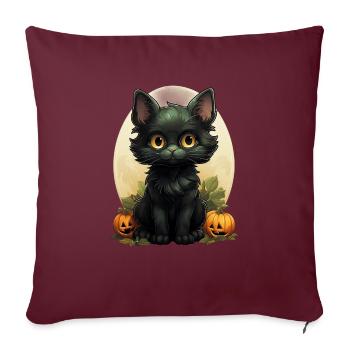 Black Cat Halloween Pumpkin - Cat - Sofakissenbezug 45 x 45 cm - Burgunderrot - Vorne