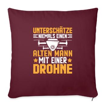 Drone Drones Drone Pilot Drone Pilot FPV UAV - Housse de coussin décorative 45 x 45 cm - bordeaux - Devant