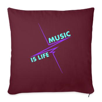Music is Life Puls Heartbeat Music Fréquence Paroles - Housse de coussin décorative 45 x 45 cm - bordeaux - Devant