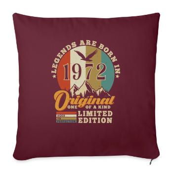 Original 1972 Cadeau D'anniversaire 1972 Authentic - Housse de coussin décorative 45 x 45 cm - bordeaux - Devant