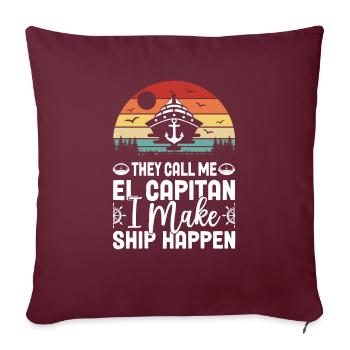 Bateau Yacht Bateau Vintage Capitaine - Housse de coussin décorative 45 x 45 cm - bordeaux - Devant