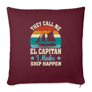 Bateau rétro hommes - Housse de coussin décorative 45 x 45 cm - bordeaux - Devant